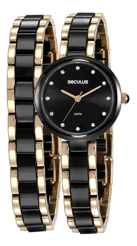 Relógio Seculus Feminino Analógico Dourado Original