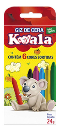 Giz De Cera Fino 06 Cores Koala Pct.c/24