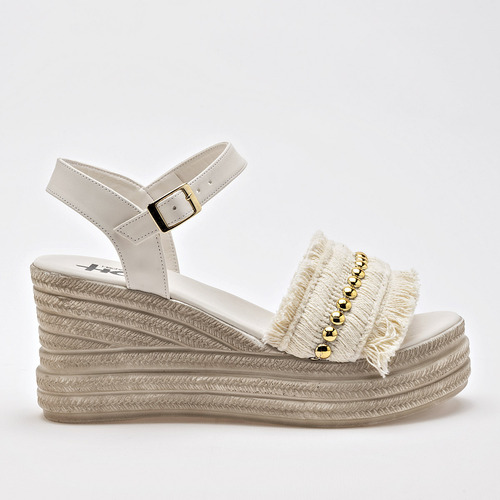 Hg Sandalia Para Mujer Blanco Dorado Cod 132294-e