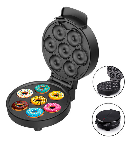 Mini máquina para hacer donuts, 7 agujeros, 110 V, color negro precolor