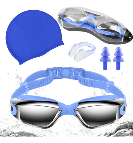 Natacion Kit 4 En 1 Protección Uv Antivaho Gafas