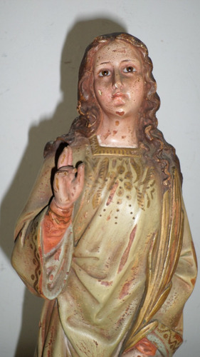 Antigua Figura Imagen Virgen María Sellada Posiblem Española