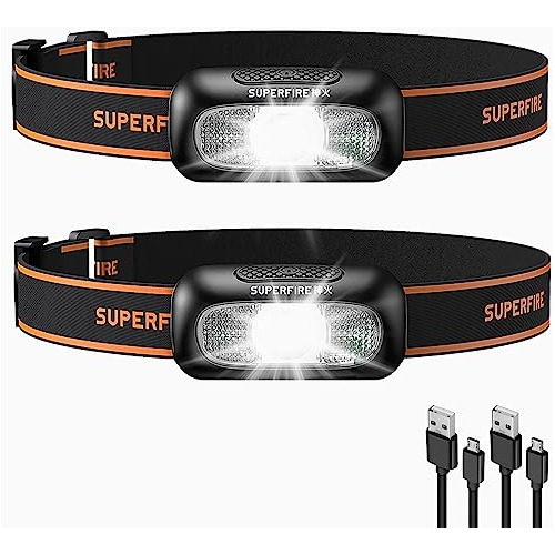 Superfire Linterna Recargable Para La Cabeza, Linterna Led B