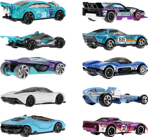 Coches De Carreras Hot Wheels, Pack De 10, Escala 1:64
