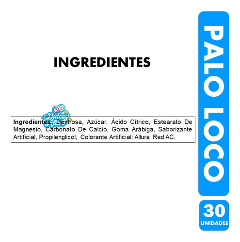 Palo Loco - Palito Con Dulce Ácido De Frutilla(caja Con 30u)