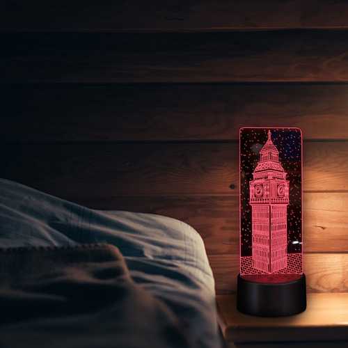 1 Juego Big Ben 3d Luz Nocturna Acrílico Lámpara Led Lámpara