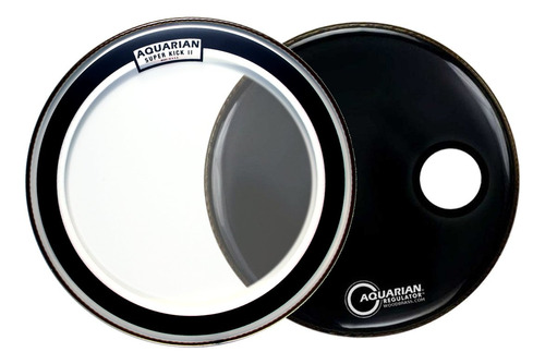 Aquarian Drumheads Skpii22bk Super-kick Ii Prepack 22 Pulgad