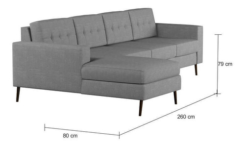 Sofá 4 Lugares Surprised Com Chaise Esquerdo Pé Palito Li... Cor Cinza