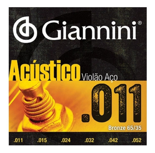 Encordoamento Cordas Violão Aço 011 Série Acústico Giannini