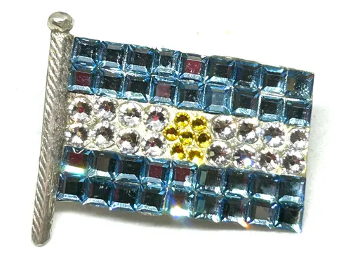 Bandera Cristal Swa Argentina Plata Grande Prendedor