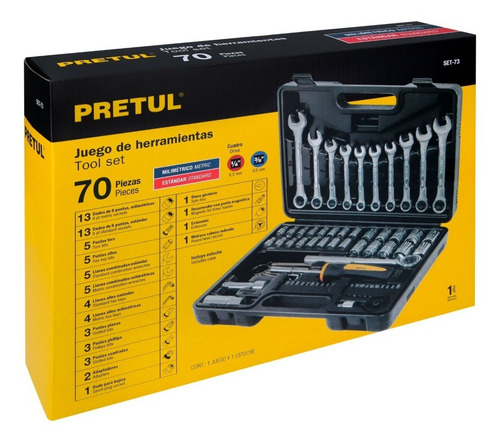 Set 70 Pz Llaves Dados Puntas Y Matraca Automotriz
