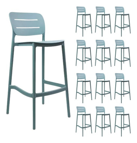 Set 50 Sillas Periquera Moderna Morella Restaurant Bar Barra Estructura de la silla Azul claro Asiento Azul claro