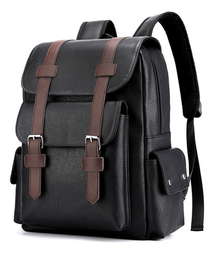 Mochila De Cuero Para Computadora Portátil Para Hombres, Tra