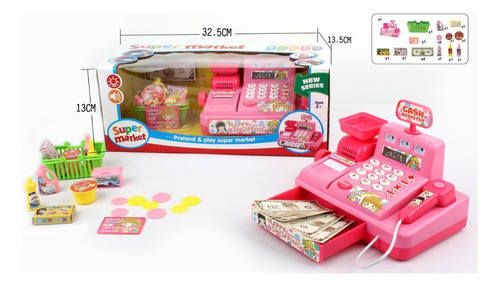 Caja Registradora Infantil Con Balanza Sonido Y Accesorios Color Rosa