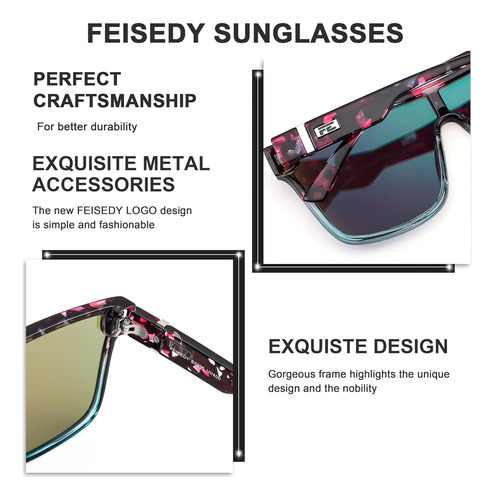 Feisedy Gafas De Sol Planas De Moda Gafas De Sol Cuadradas D