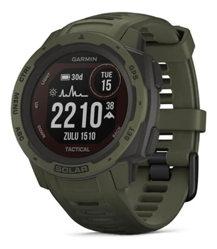 Smartwatch Garmin Solar Instinct Tactical 0.9" caja 45mm de  polímero reforzado con fibra  moss, malla  moss de  silicona y bisel  moss de  polímero reforzado con fibra