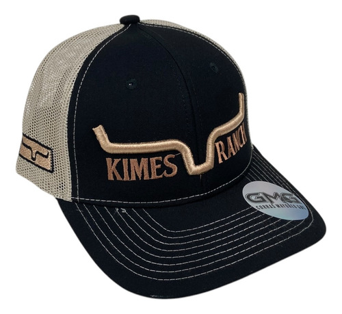 Gorra Vaquera Kimes Ranch Trucker Malla Negro/beige Gabardina Unitalla Ajustable