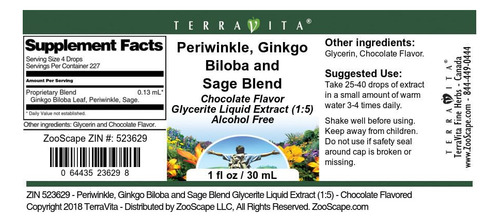 Terravita Extracto Líquido Memoria Sabor Chocolate 1oz