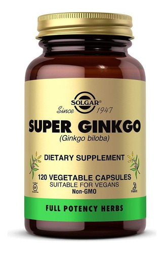 Super Ginkgo Biloba Solgar Cerebral Sistema Nervioso 120 Cap