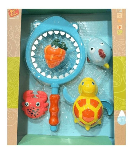 Set Animalitos Acuáticos Con Red De Pesca Bath Toys- E. Full