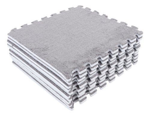 Alfombra Entrelazada De Espuma De Felpa Gris, 10 Unidades, S