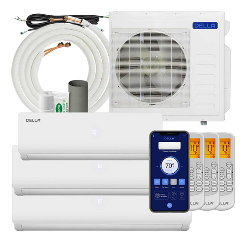 Aire Acondicionado Mini Split 36k Btu 3 Zonas Wifi Eficiente Blanco