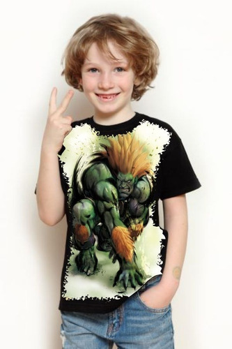 Camiseta Criança Frete Grátis Jogo Street Fighter Blanka