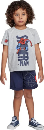 Conjunto Short Y Playera Spiderman Niños Marvel 1198229 Gris Liso 2 Años