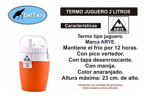 Termo Juguera Conservadora 2 Litros Pico Vertedor 12 Hs Frío