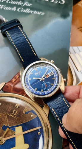 Seiko 6139 Crono Electric Blue Mostrador Azul Metalico