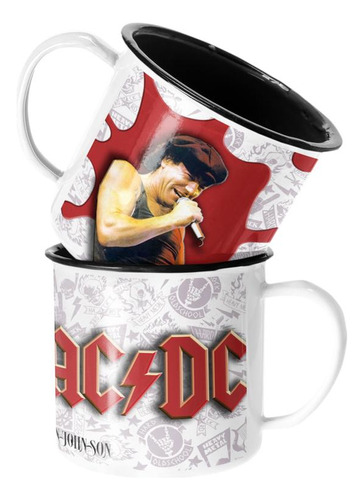 Taza Enlozada Lechera Acdc Brian Jhonson Rock Musica