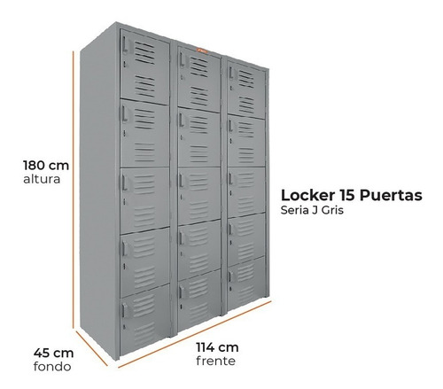 Locker Metálico 15 Puertas Industrial Casillero Serie J