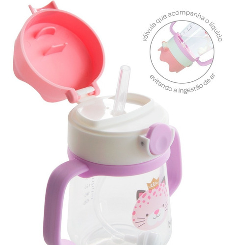 Copo Com Alça Removível E Canudo De Silicone Leão Buba