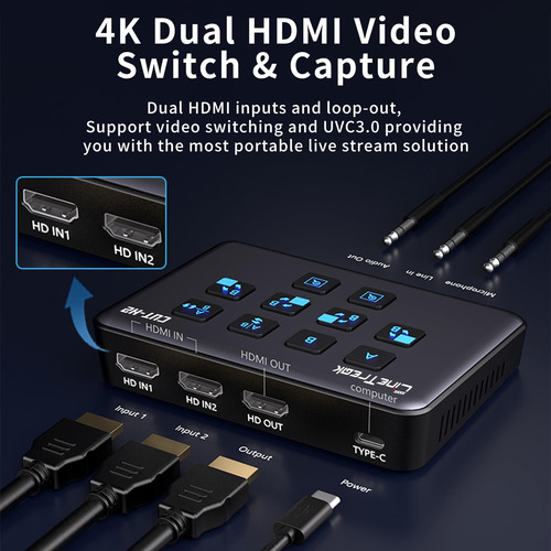 Tarjeta Captura Video Hdmi Dual 4k Usb 3.0 Para Streaming Pi