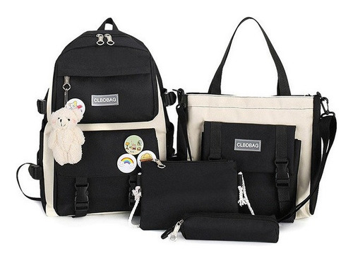 Bolso Lona Adolescentes Conjunto Bolso Escolar Bolsa De Oso