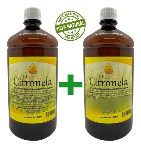 Kit 2 Óleo Essencial De Citronela 1 Litro 100% Puro
