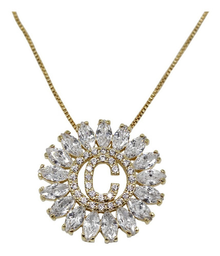 Colar Letra Inicial Zircônia Em Toda Peça Banhado Ouro 18k