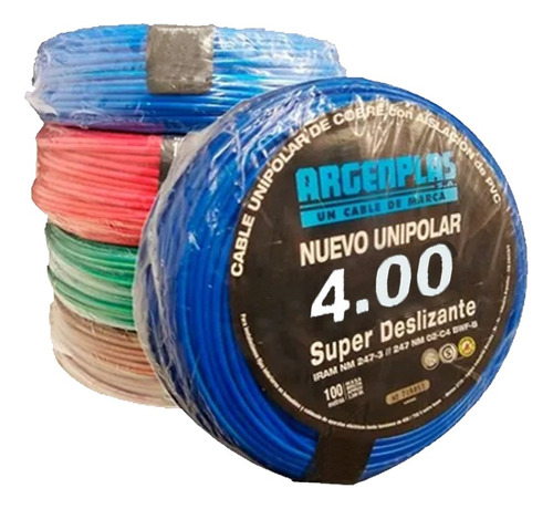 Cable Unipolar 4mm Normailizado Argenplas X 50mts