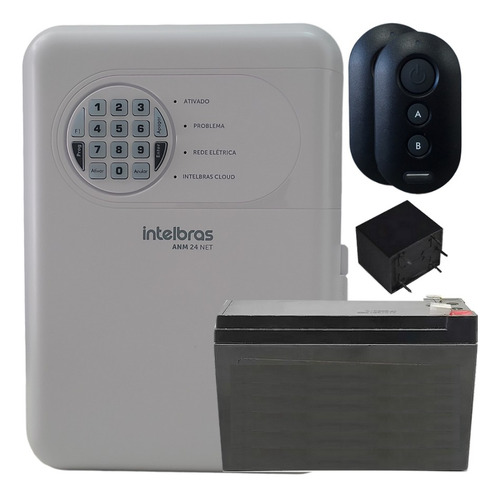 Central Alarme Intelbras Anm 24 Net 2 Controles+ Bateria 12v Cor Branco