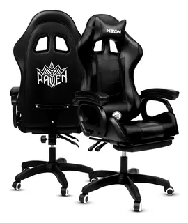 Silla Gamer Raven Ergonómica Con Masajeador Y Posapies