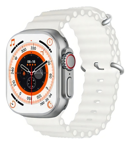 Reloj inteligente Smartwatch T800 Ultra Bluetooth, color de la carcasa: blanco, color de la correa: negro