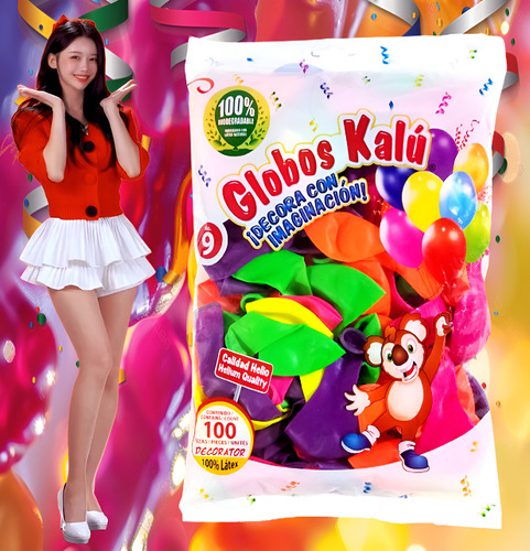 Globos Latex Neón 100 Pz #9 Biodegradables Brillan Luz Negra