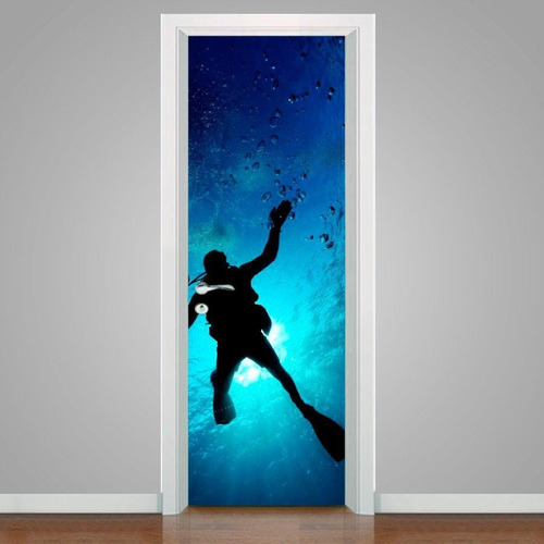 Adesivo De Porta Mergulhador 215x80cm Pvc Vinílico Cor Outro