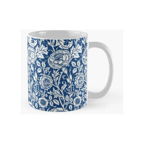 Taza Patrón De William Morris Blanco E Índigo Calidad Premiu