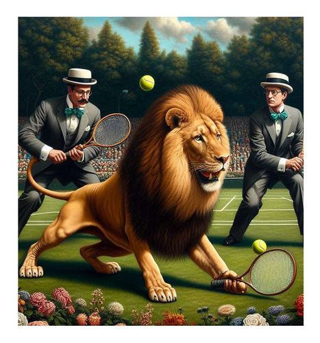 Vinilo 45x45cm Hombres Trajeados Cancha De Tenis Leon