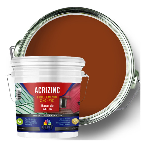 Acrizinc Pintura Techos Semi-satín  Terracota Tineta 10lts