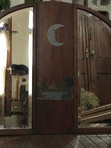 Imagen 2 de 6 de Antiguo Espejo Tríptico Biselado Marco De Madera