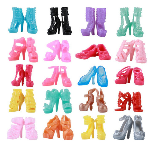 32 Piezas De Accesorios Para Muñecas, Ropa De Barbie, 10x Vestidos Lindos Mezclados, 10x Zapatos, 4x Gafas, 6x Collares, 2x Varitas