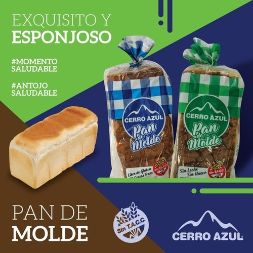 Pan Cerro Azul Sin T.a.c.c Sin Gluten 450g Sin Gluten Original (Azul)