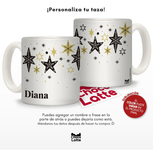 Taza Personalizada Con Tu Nombre Estrellas Navidad
